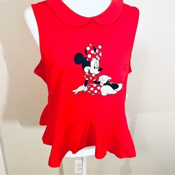 ๐ NEW Disney Minnie Mouse Peplum Tank โ Women's XL ๐100% Cotton - Picture 3 of 12